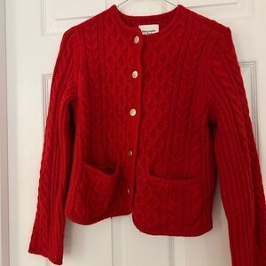 Abercrombie & Fitch Red Cable Knit Cardigan